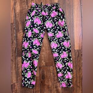 Vintage Floral Kids Bottoms - Black and Pink
